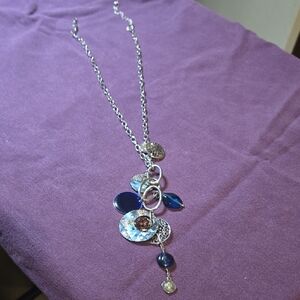 Elegant Blue and Silver Pendant Necklace #4